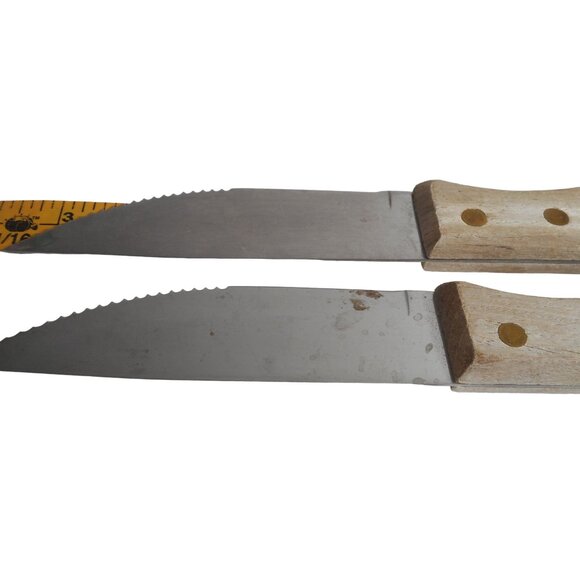 Lot 3 Vintage 4.5" Blade 2 Dansk 1 Old Homestead Steak Knives Wood Handles - Picture 5 of 10